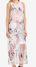 $198 Vince Camuto Women's White Pink Floral Sleeveless Maxi Dress Size M