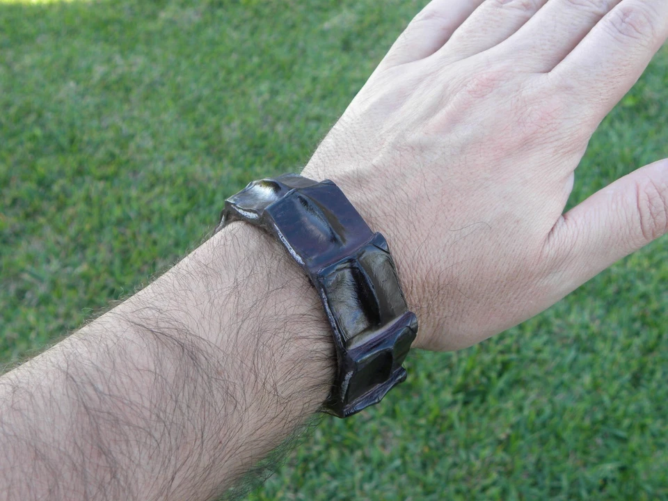 Браслет манжеты подлинный аллигатор крокодила рога бизона кожи коричневый 7,5 размер - Изображение 2 из 4