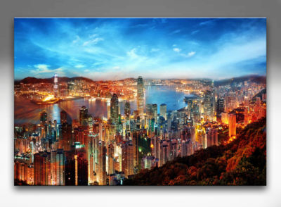 Hong Kong Stadt Städte Abstraktes Bilder Leinwand Kunst Deko Wandbild XXL 1311A
