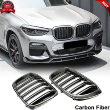 CARBON FIBER Front Bumper Grille Grill Double Slats Fit For BMW X4 G02 2019-2022