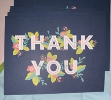 GREEN INSPIRED NOTE CARDS - Set of 9 + Envelopes - Flowers Open Box THANK YOU