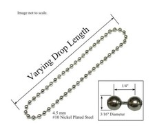 4.5mm 10 NICKEL Plate METAL BEAD Continuous CHAIN LOOP for CLUTCH ROLLER SHADES