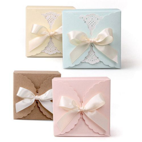 Christening Wedding Favour Sweets Candy Paper Party Gift Boxes Pink Blue Bags - Picture 1 of 13