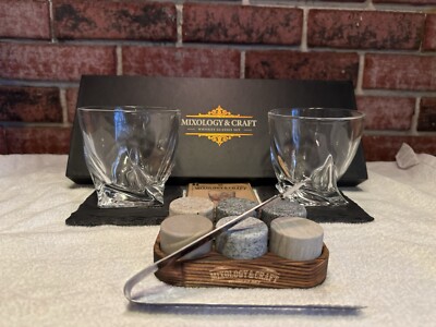 Mixology & Craft Whiskey 12 Piece Set, Classic Whiskey Set with Twisted Glass