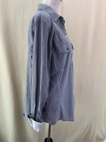 Banana Republic Navy Blue & White Checkered Button-up Shirt - Large - Picture 4 of 9