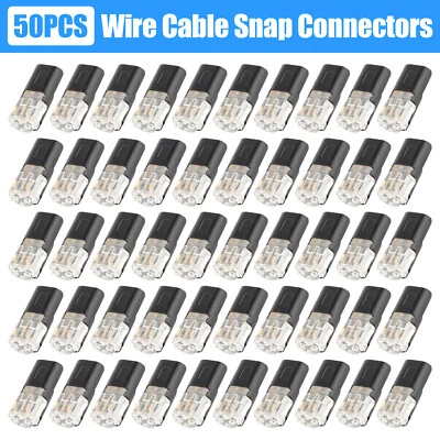 REDTAGTOWN 50x 2Pin Way Plug Electrical Wire Cable Snap Connector Waterproof Terminal Clamp