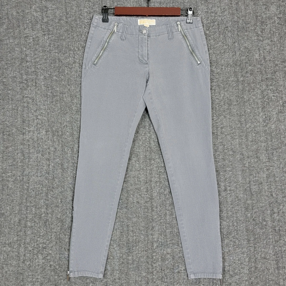 Michael Michael Kors Jeans Womens 4 Gray Skinny Ankle Zippers Denim Pants