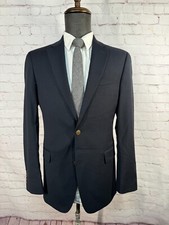 New TOMMY HILFIGER Mens Navy Blue STRETCH SLIM FIT Sport Coat Blazer Jacket 38R