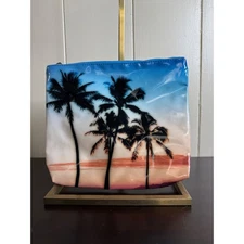 Aloha Equals Love Ki-ele Cosmetic Bag Women's Palm Tree Sunset Pouch Travel