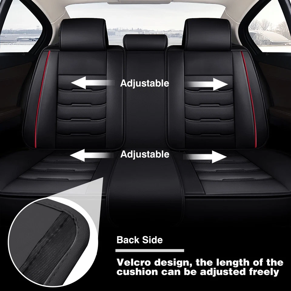 For Kia Car Seat Covers Leather Protector Cushion Pad Full Set Front Rear 5-Seat - Image 3 of 4