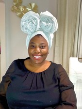 Pre-made White Aso oke Headtie / Auto gele