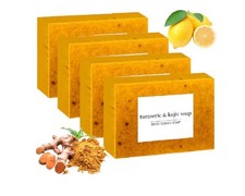6 Pcs Tumeric Lemon Kojic Acid Soap Skin Whitening, Dark Spot Removal, 3.53oz