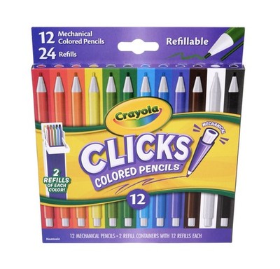 Crayola Clicks 2.0mm Mechanical Colored Pencil Set 12 Colors 24 Cores Kids