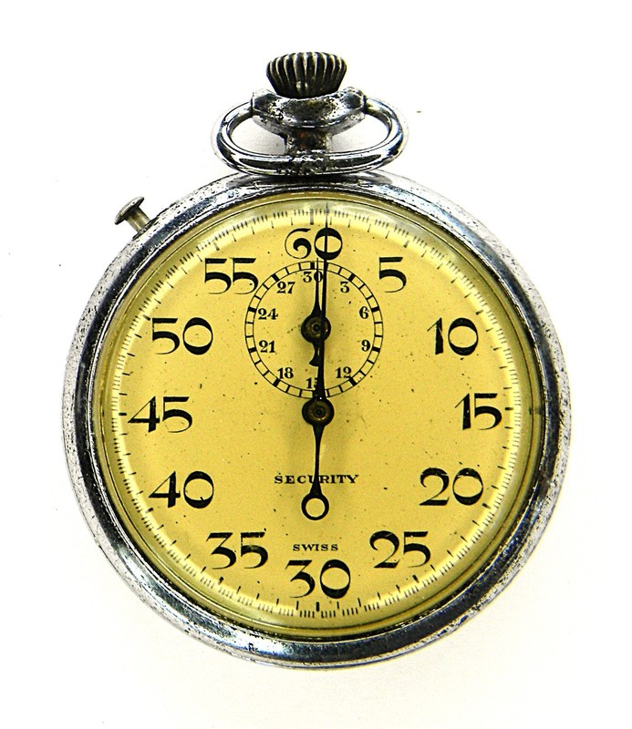 Swiss Made Security Mechanical Manual Winding Stopwatch Running Needs Repair