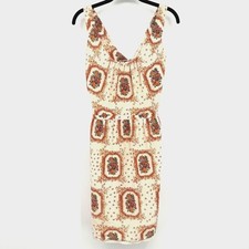 Madewell Beige Day Fit & Flare Silk Mini Dress Size 8 Ditsy Floral Cross Back