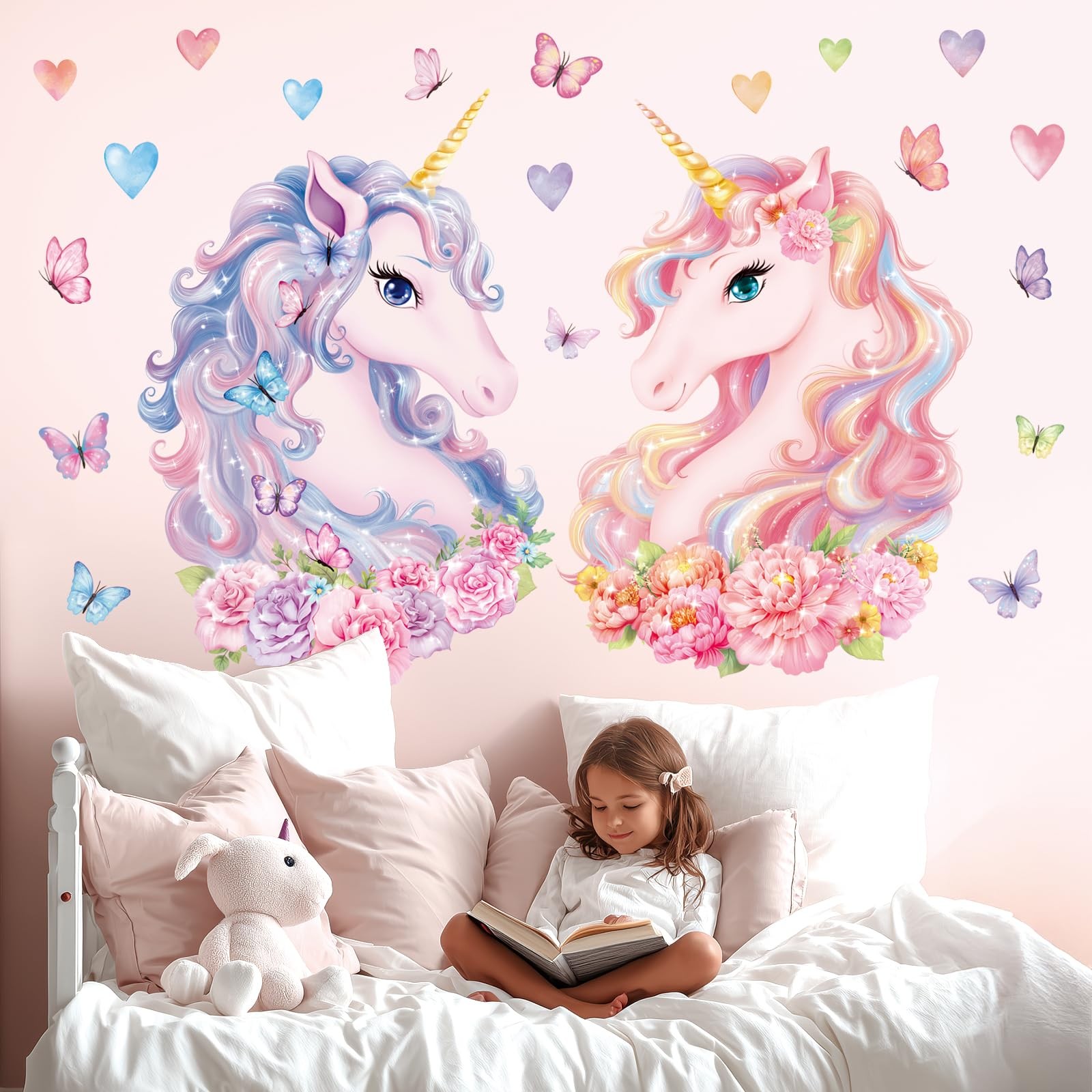 Stickers muraux licorne SG2 lavables pour relooker facilement une chambre de fille
