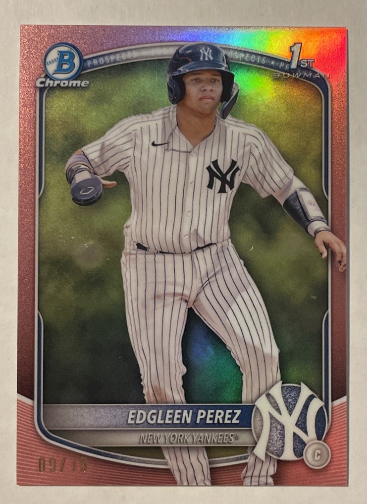 2025 Bowman Chrome Prospect Edgleen Perez #BCP-80 Rose Gold /15 Yankees SSP