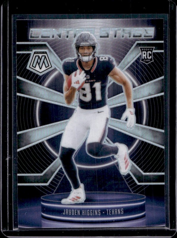 2025 Panini Mosaic Jayden Higgins Center Stage RC Silver Prizm Rookie #9 Texans