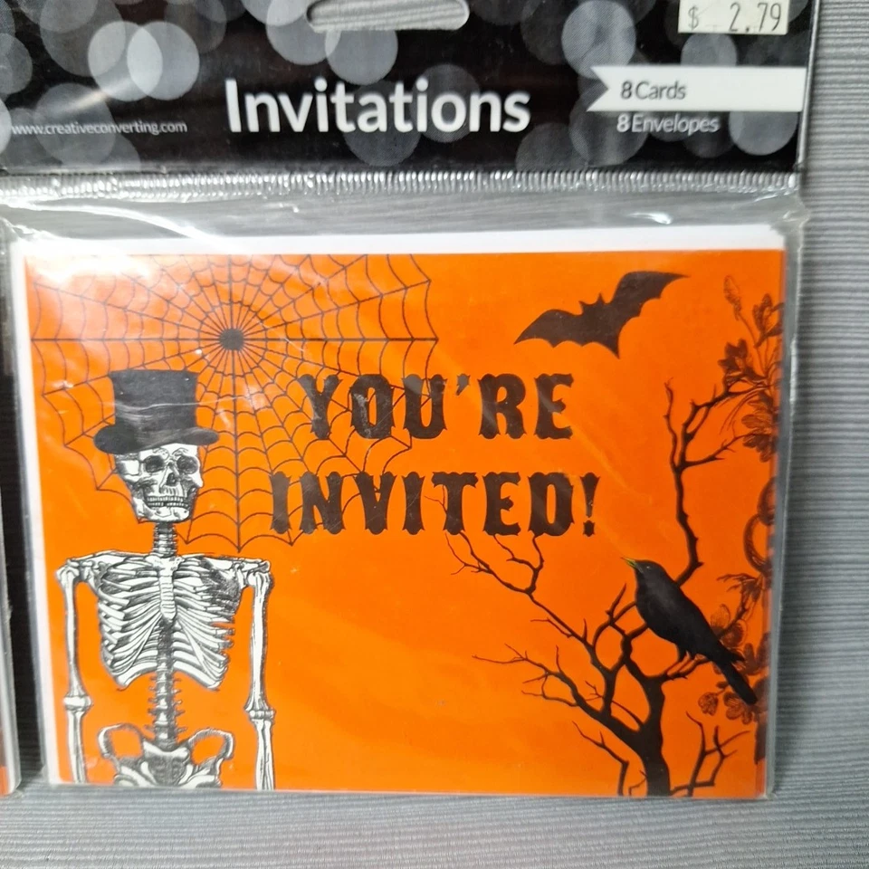 Halloween Invitations w Envelopes Skeleton "You're invited!" 8 per Pack 2 Packs - Image 4 of 4