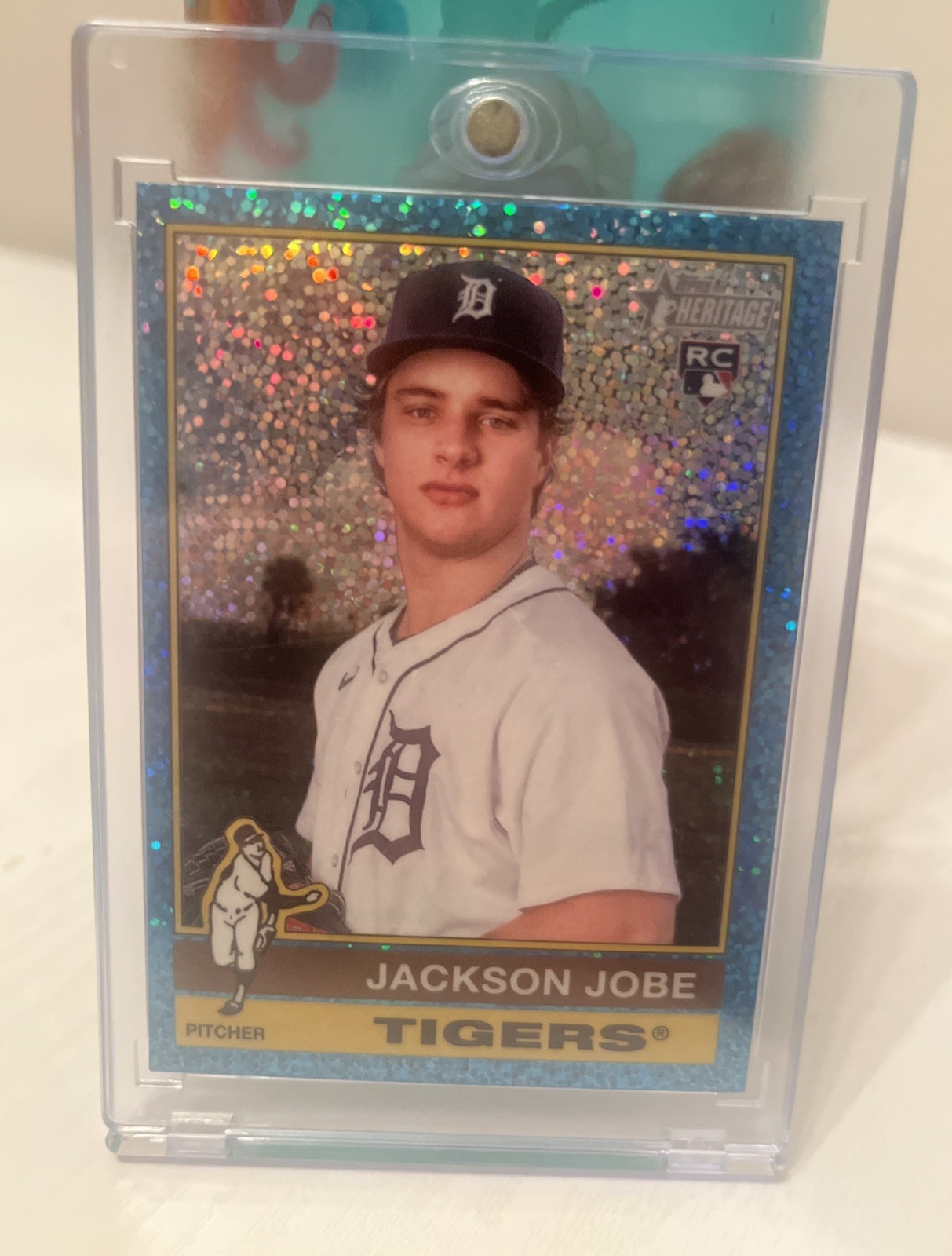 2025 Topps Heritage - Jackson Jobe #389 Chrome Light Blue Sparkle Refractor (RC)
