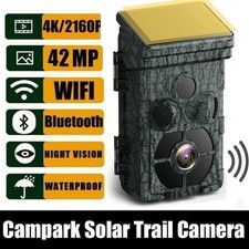 4K Trail Camera Solar Power WiFi 42MP Hunting Game Cam Wildlife Night Vision APP