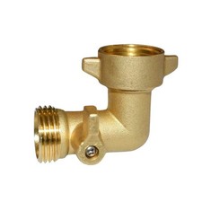 3/4 Inch Brass 90 Degree Garden Hose Elbow with Integrated Shut Off Valve