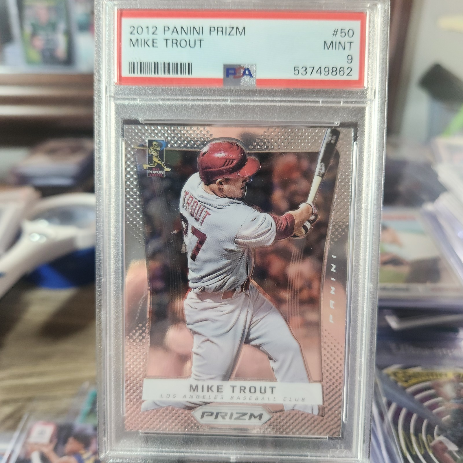 MIKE TROUT 2012 RC PANINI PRIZM SILVER CARD #50 PSA MINT 9