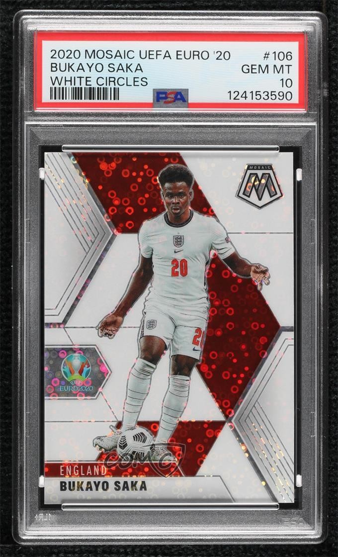 2021 Mosaic UEFA Euro 2020 White Circles Prizm 1/25 Bukayo Saka #106 PSA 10 0l6a