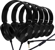 Bulk Kids Headphones for School with Microphones - 5-Pack On-Ear 3.5Mm Wired Hea