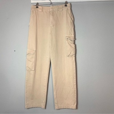 TNA Aritzia Khaki Cargo Pants Womens Size Large Straight Leg Beige Tan Flaw