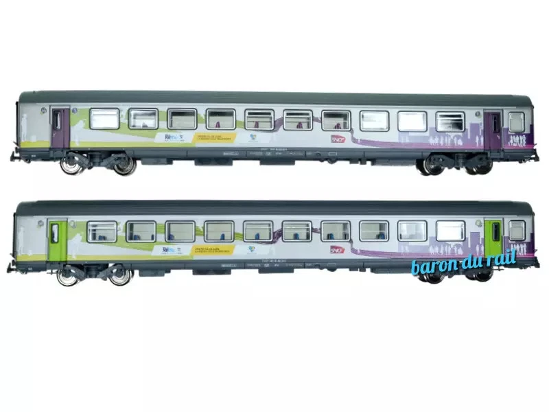 Coffret 2x voitures Corail Rémi A10tuh et B11tu SNCF ép. VI HO 1/87- Piko 97134