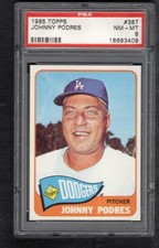 1965 TOPPS #387 JOHNNY PODRES L.A. Dodgers sharp/CLEAN Lower Pop Tough PSA 8