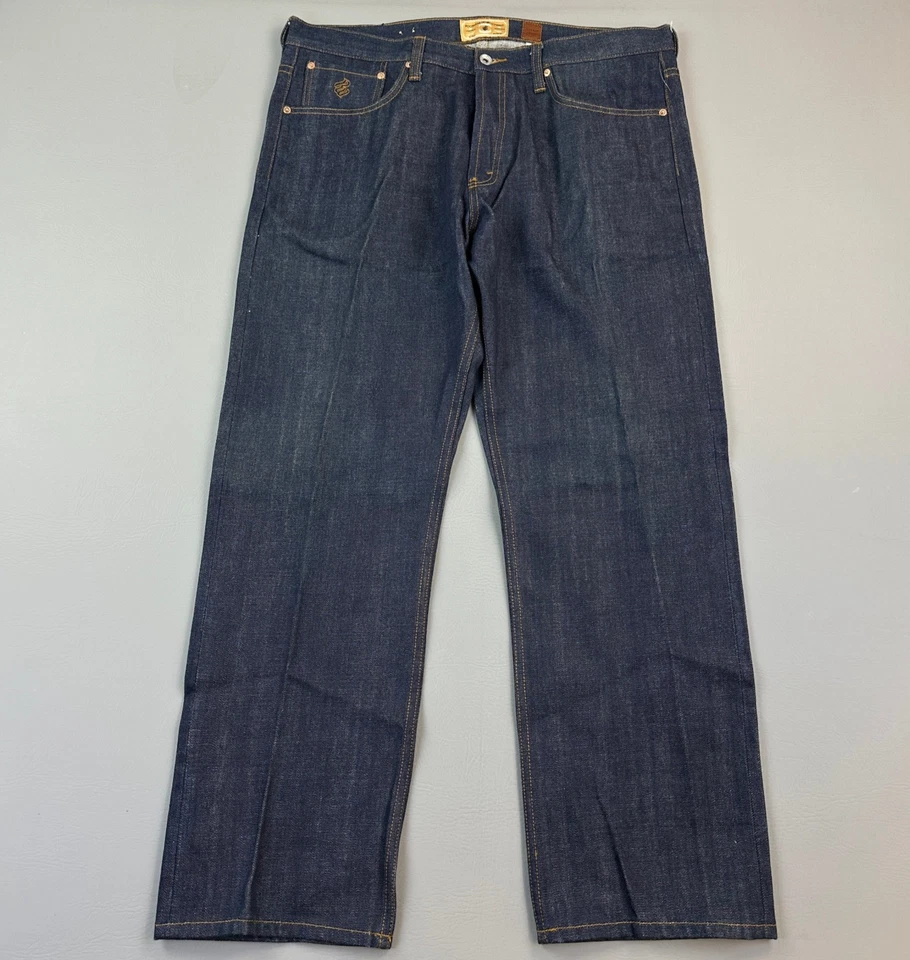 Vintage Rocawear Jeans Mens 38x32 Dark Wash Selvage Denim Button Fly Hip Hop Y2K - Image 3 of 4
