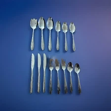 Set 14 Mar-Crest MCF1 Starburst Stainless Flatware USA Atomic Spoon Fork Some