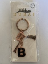 Dubai UAE Keychain Souvenir Key Ring Chain Metal Burj Khalifa Rose Gold Tone 