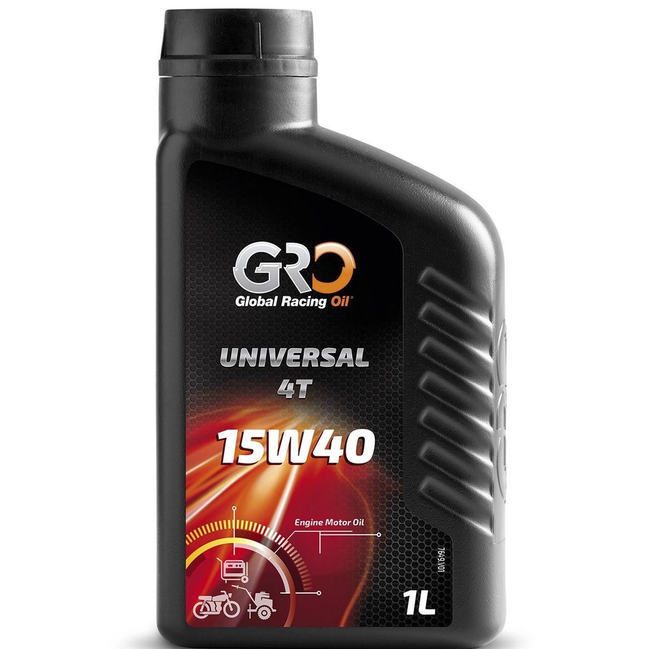 Huile 4 temps 15w40 multigrade universelle Global Racing Oil pour lubrification moteur essence diesel 5L