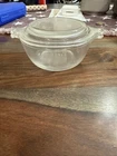 Vintage Pyrex #018 Clear Glass 10 oz Round Covered Casserole Dish/Lid Set.