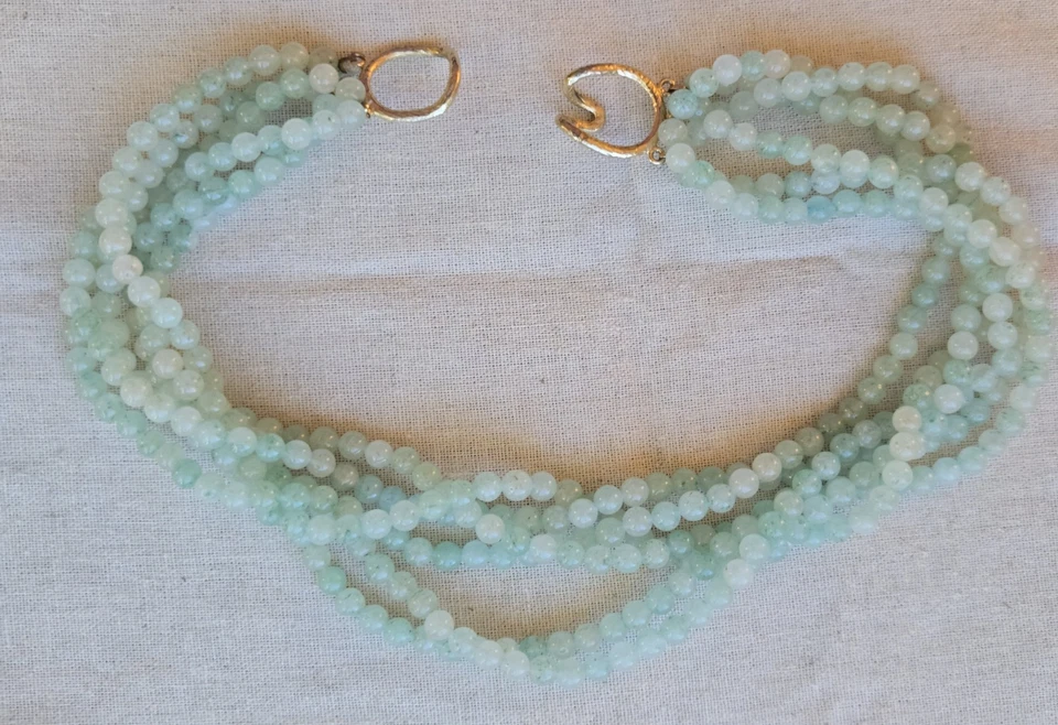 Colar declaração contas de água-marinha com várias vertentes 18" de comprimento - Imagem 3 de 4