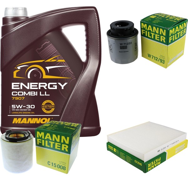 Mann Inspektionspaket 5L Mannol Energy 5W-30 FüR VW Polo 1.2 TSI Seat Ibiza IV-image