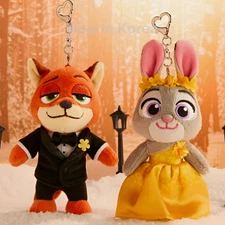 Zootopia 2 Tuxedo Nick & Dress Judy Plush Keyring Korea Edition Free Shipping