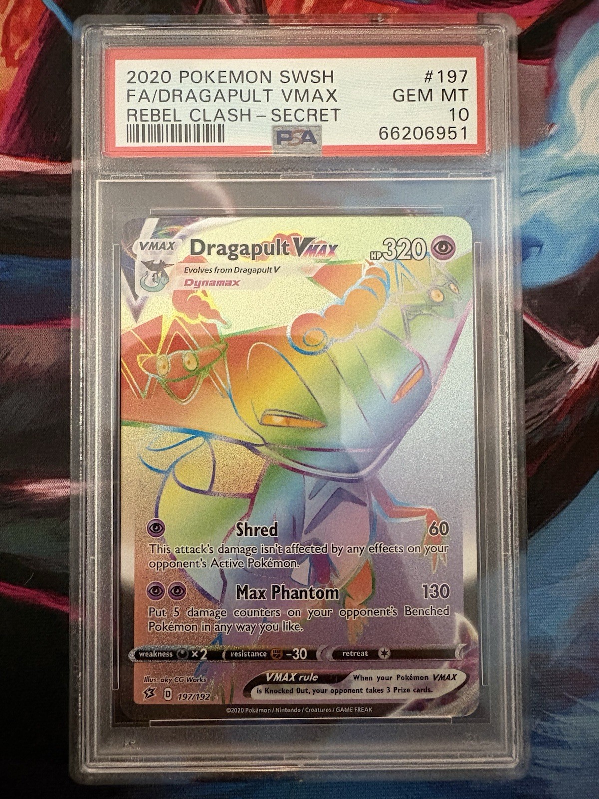 Dragapult VMAX (Secret) 197/192 - Swsh02: Rebel Clash Holo (PSA 10)