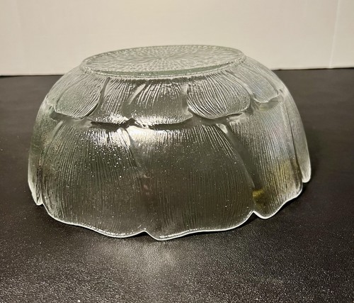 Arcoroc France 1980s Fleur Clear Glass Set Of 4 Serving Salad Fruit Bowls - Picture 10 of 21