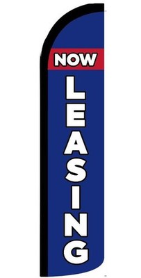 Now Leasing Yellow / Red Windless Banner Advertising Marketing Flag RFCO M1