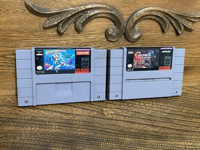 Super Nintendo Video Games SNES Contra 3 / Mega Man X Game Cartridges