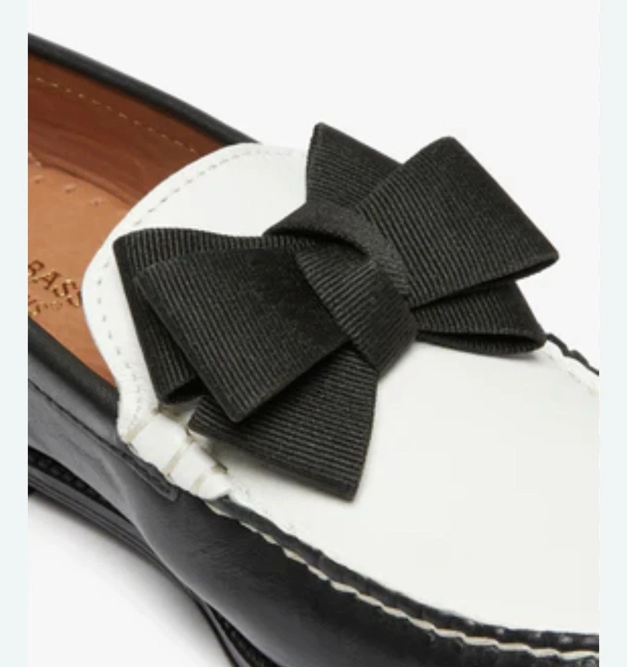 Lazo de cuero blanco y negro para niños talla: US4 Weejuns Foto 2 de 4