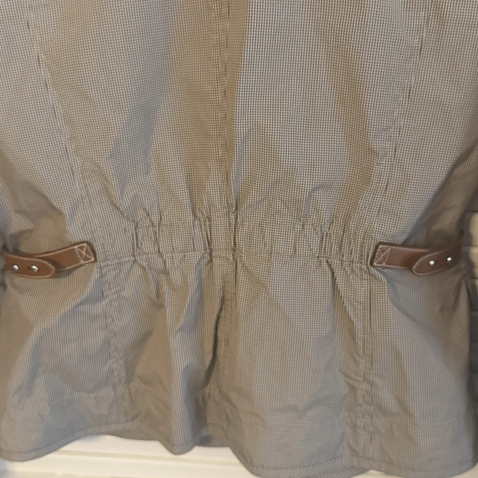 Chaqueta utilitaria Cinque FRIDA Gingham para todo tipo de clima de ingeniería alemana, ribete de cuero Foto 4 de 4