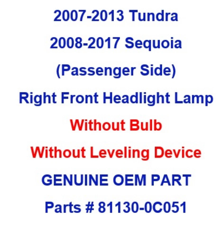 Faro delantero derecho Sequoia 2008-2017 (paso) pieza original OEM 81130-0C051 Foto 2 de 4