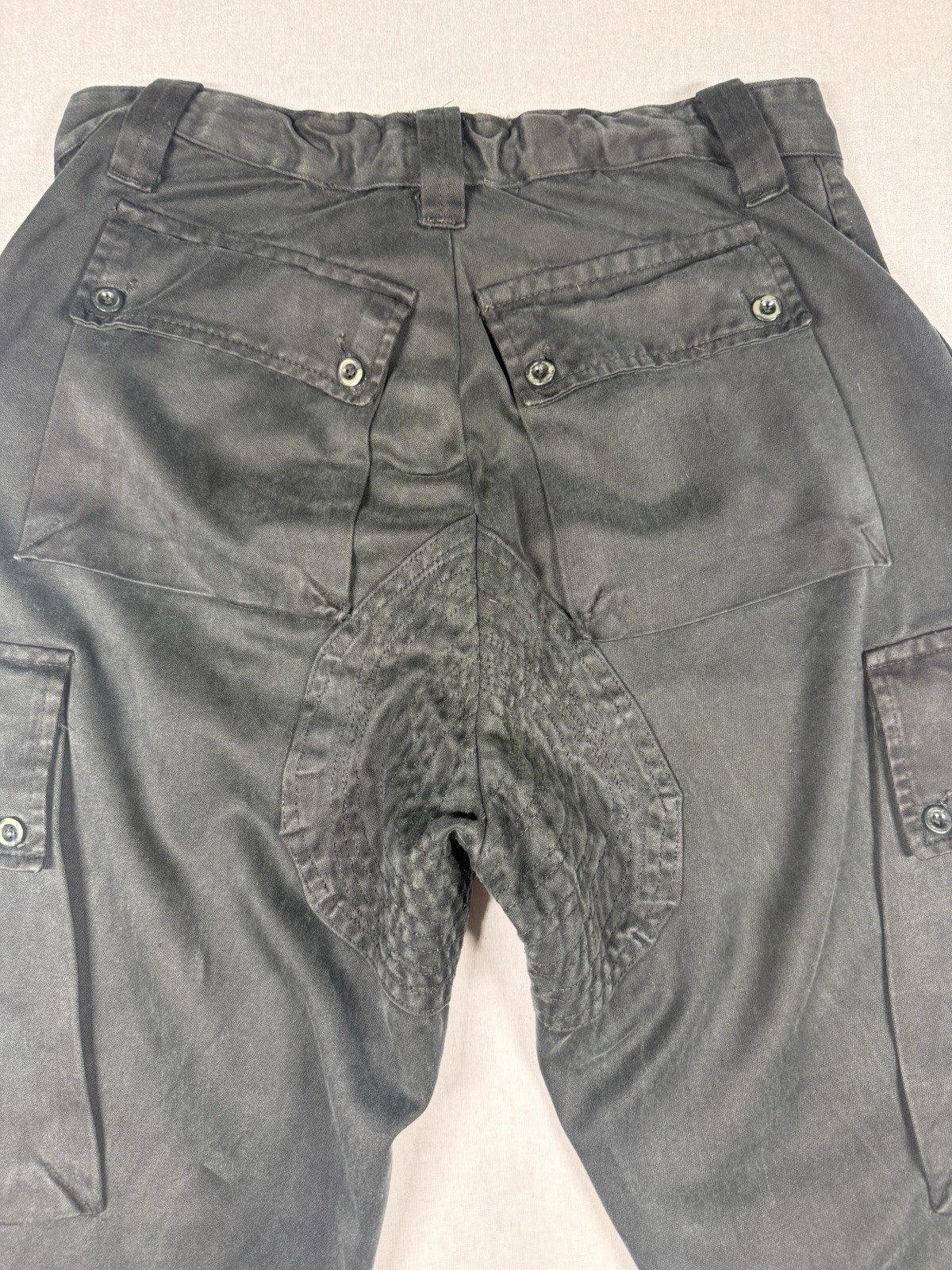 Men 28x29 Gray Joggers Utility Gusset Quilted Saddle Seat Button Fly