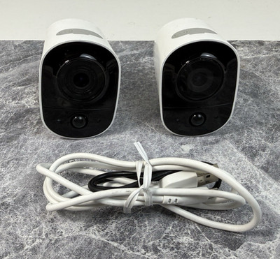 LOT OF 2 Toucan Wireless 1080p Indoor / Outdoor Camera - White TWC200WU w/ Cords