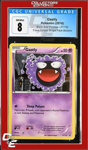 XY Black Star Promo Gastly XY132 Fates Collide 1-Pack Blister CGC 8